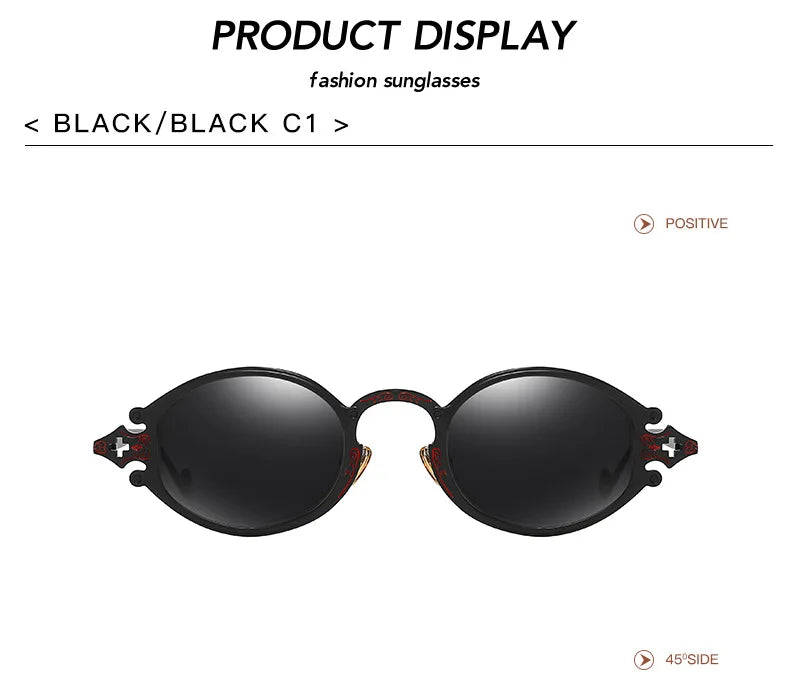 sluneční brýle pro muže ve stylu Cateye, street shoot, retro, steampunk, gotické, oválné, s kovovou obrubou a vyřezávaným vzorem, Gafas sol mujer