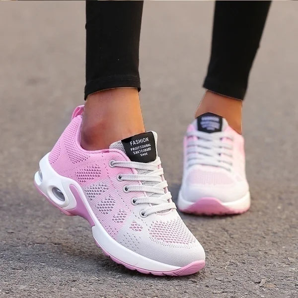 Fashion Women Lightweight Sneakers Running Shoes Outdoor Sports Shoes Breathable Mesh Comfort Running Shoes Air Cushion Lace Up
