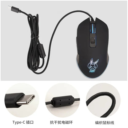 Színes, világító USB-C némítógombos egér Type-C notebookhoz – gamer egér