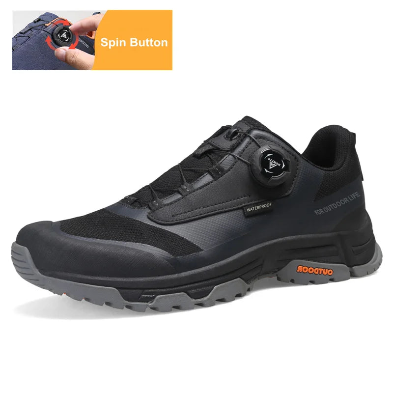 Chaussures de randonnée imperméables HUMTTO, bottes de trekking de montagne, baskets de camping noires pour hommes, chaussures de sécurité, d'escalade, de sport et tactiques pour hommes