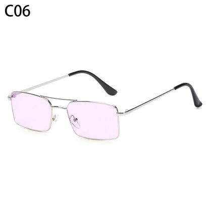 1PC Trendy Fashion Rimless Small Rectangle Sunglasses Women Men 2023 Shades Alloy Metal Glasses Traveling Style UV400 Eyewear