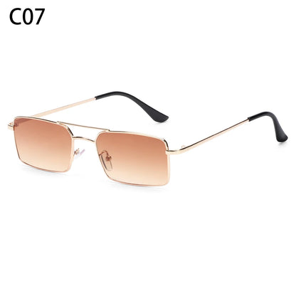 1PC Trendy Fashion Rimless Small Rectangle Sunglasses Women Men 2023 Shades Alloy Metal Glasses Traveling Style UV400 Eyewear