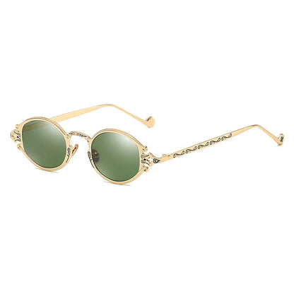 sluneční brýle pro muže ve stylu Cateye, street shoot, retro, steampunk, gotické, oválné, s kovovou obrubou a vyřezávaným vzorem, Gafas sol mujer