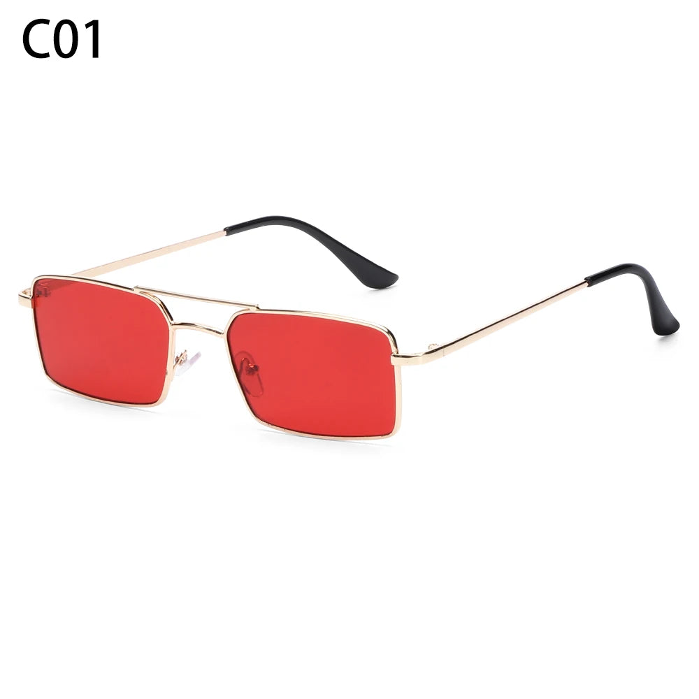 1PC Trendy Fashion Rimless Small Rectangle Sunglasses Women Men 2023 Shades Alloy Metal Glasses Traveling Style UV400 Eyewear