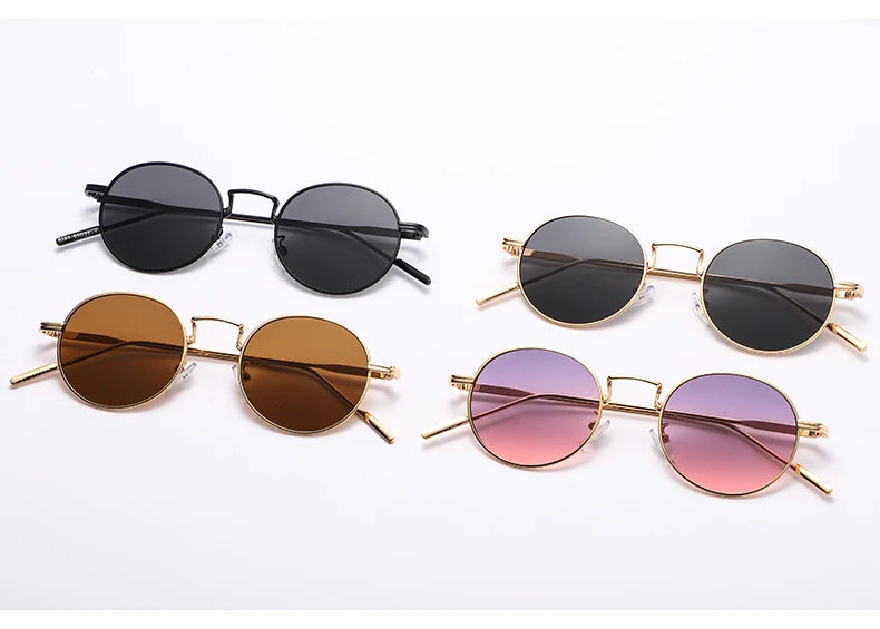 Módní kulaté vintage sluneční brýle pro ženy a muže, sluneční brýle s přechodem barev pro ženy, retro brýle ze slitiny, Gafas De Sol, sluneční brýle