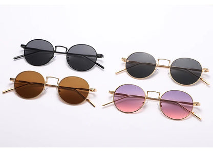 Módní kulaté vintage sluneční brýle pro ženy a muže, sluneční brýle s přechodem barev pro ženy, retro brýle ze slitiny, Gafas De Sol, sluneční brýle
