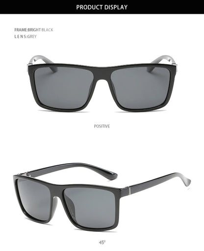 Lunettes de soleil polarisées classiques noires carrées pour homme, tendance, verres miroirs bleus, unisexes, vintage, anti-éblouissantes, pour la conduite, UV400