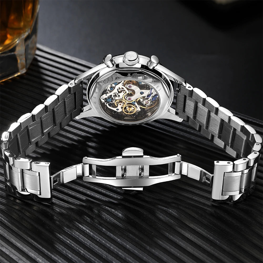 Red Star Panda Mens 1963 Chronograph Mechanical Wristwatch Seagull st1901 Movement Gooseneck 40mm Luminous Sapphire Pilot Watch