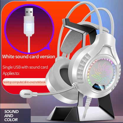 RGB Gaming Headset with Microphone 7.1 Surround HD Sound Stereo Dual 3.5mm USB  Wired Headphone For PS5 PC Laptop Phone