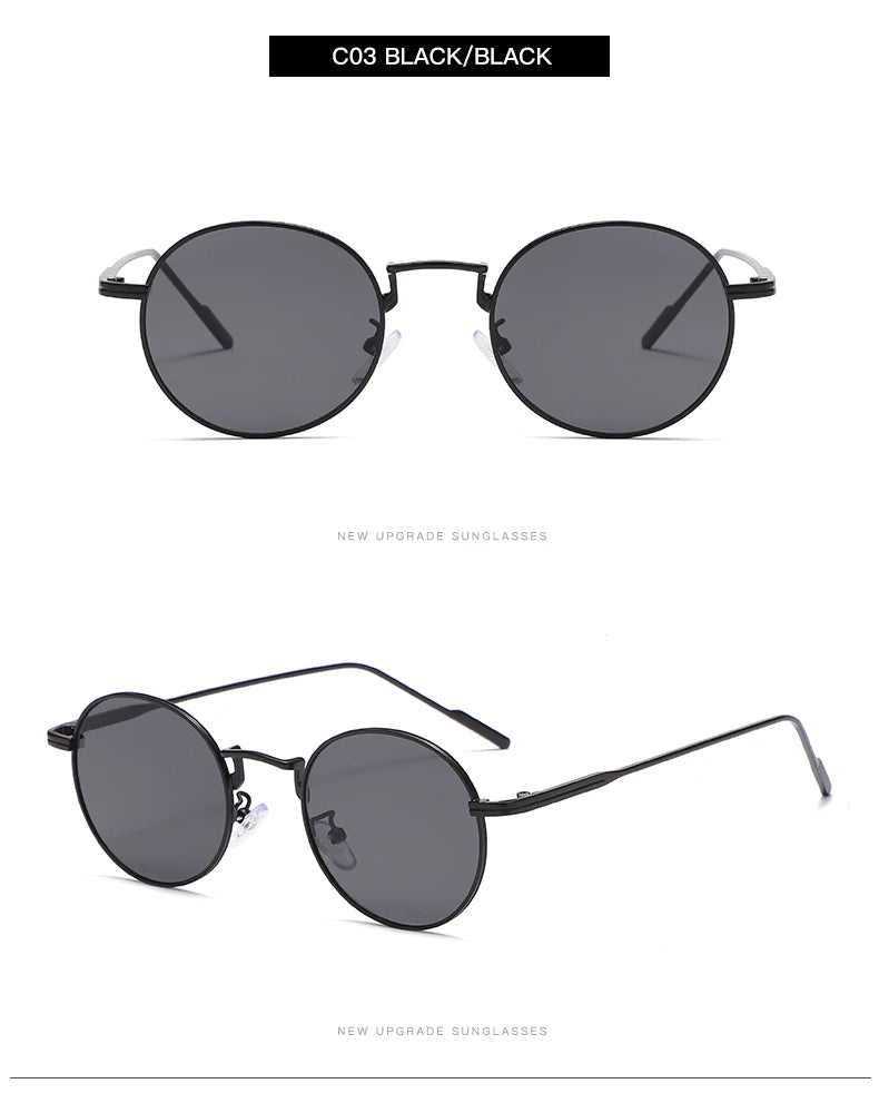 Módní kulaté vintage sluneční brýle pro ženy a muže, sluneční brýle s přechodem barev pro ženy, retro brýle ze slitiny, Gafas De Sol, sluneční brýle