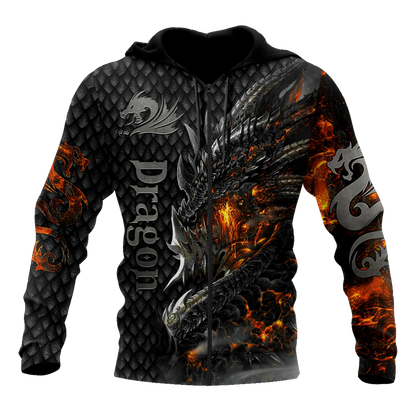 Prekrasna muška uniseks hoodie majica s kapuljačom s 3D printom vatrenog zmaja po cijeloj površini, jesenska streetwear ležerna jakna za trenirku KJ749