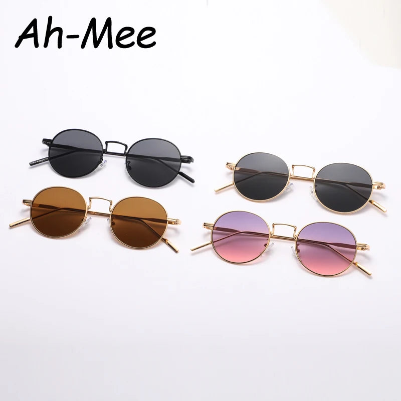 Módní kulaté vintage sluneční brýle pro ženy a muže, sluneční brýle s přechodem barev pro ženy, retro brýle ze slitiny, Gafas De Sol, sluneční brýle
