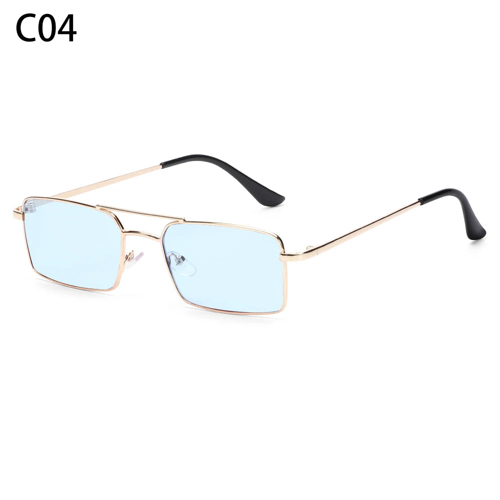 1PC Trendy Fashion Rimless Small Rectangle Sunglasses Women Men 2023 Shades Alloy Metal Glasses Traveling Style UV400 Eyewear