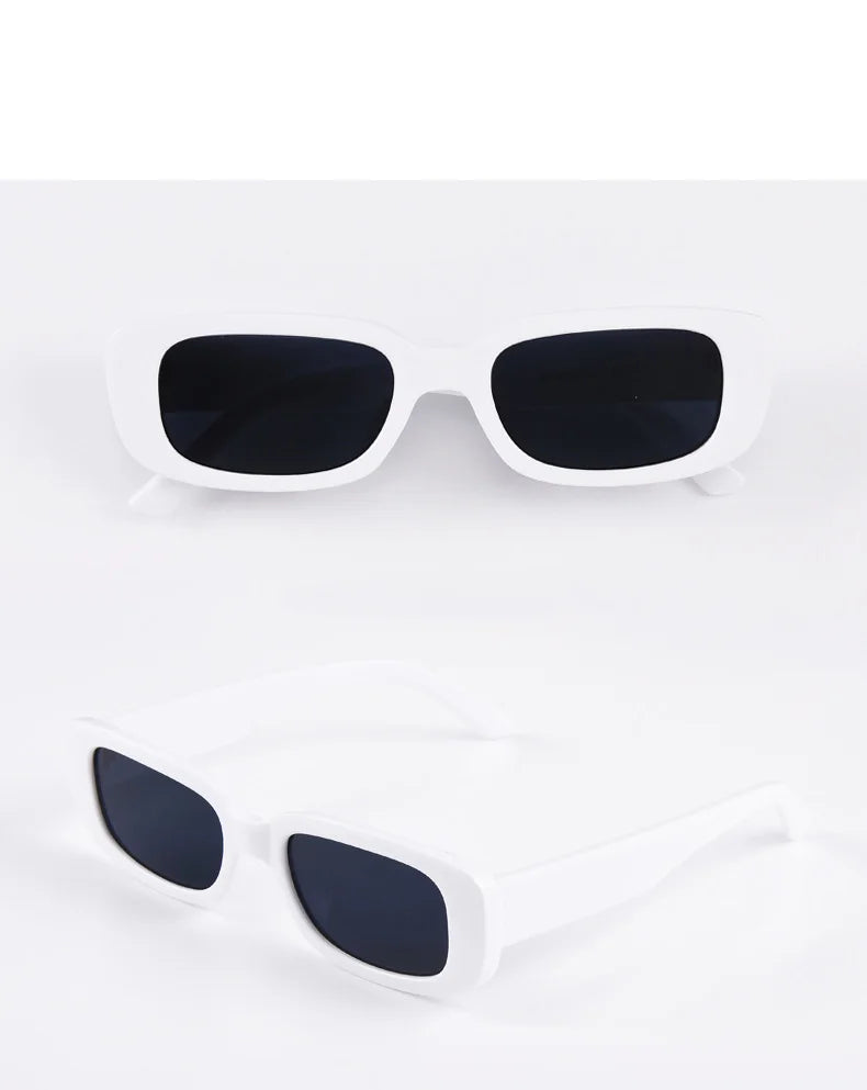 Lunettes de soleil rectangulaires blanches classiques pour femme, petites lunettes de soleil carrées rétro de marque, lunettes de soleil pour femme