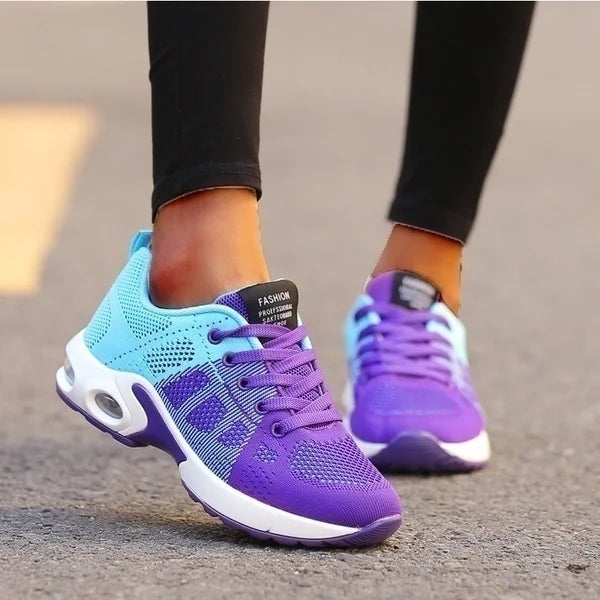 Fashion Women Lightweight Sneakers Running Shoes Outdoor Sports Shoes Breathable Mesh Comfort Running Shoes Air Cushion Lace Up