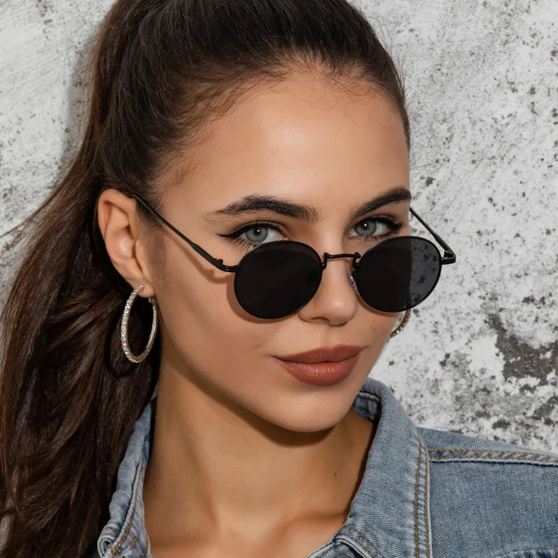 Módní kulaté vintage sluneční brýle pro ženy a muže, sluneční brýle s přechodem barev pro ženy, retro brýle ze slitiny, Gafas De Sol, sluneční brýle