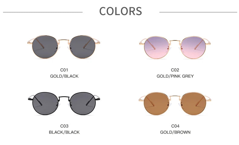 Módní kulaté vintage sluneční brýle pro ženy a muže, sluneční brýle s přechodem barev pro ženy, retro brýle ze slitiny, Gafas De Sol, sluneční brýle