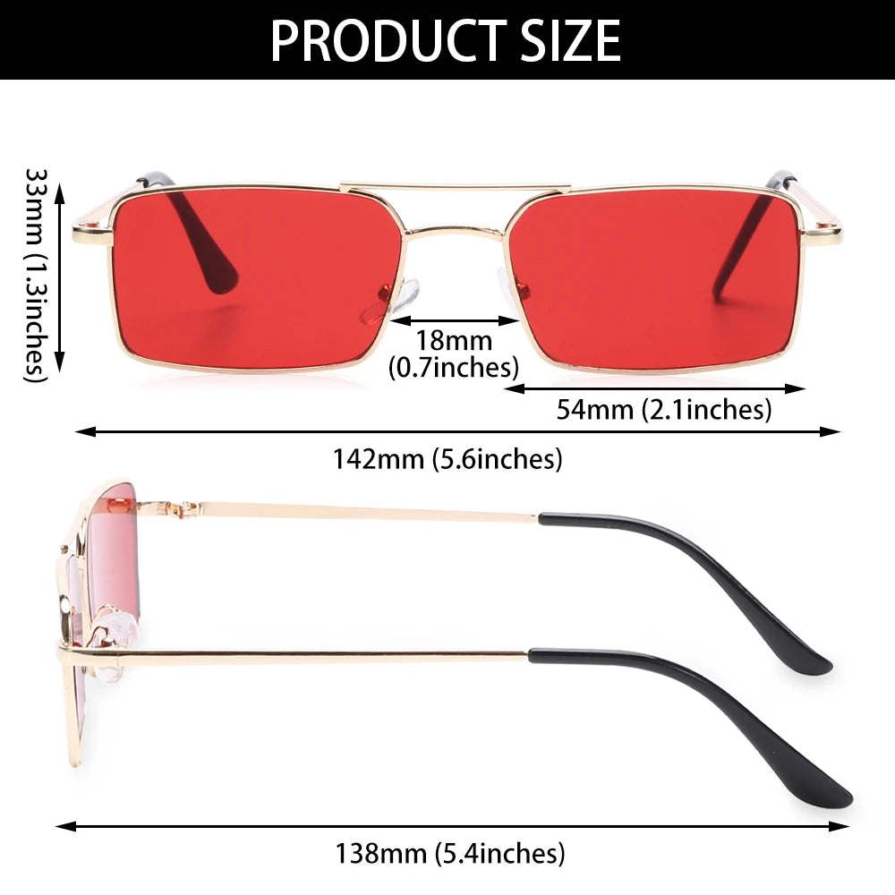 1PC Trendy Fashion Rimless Small Rectangle Sunglasses Women Men 2023 Shades Alloy Metal Glasses Traveling Style UV400 Eyewear