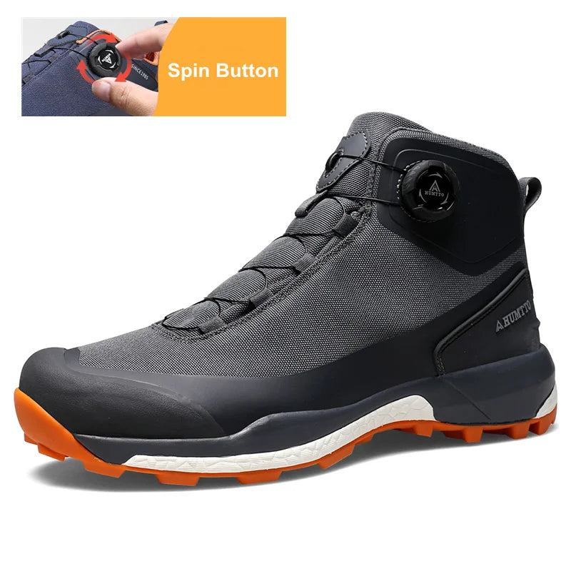 Chaussures de randonnée imperméables HUMTTO, bottes de trekking de montagne, baskets de camping noires pour hommes, chaussures de sécurité, d'escalade, de sport et tactiques pour hommes