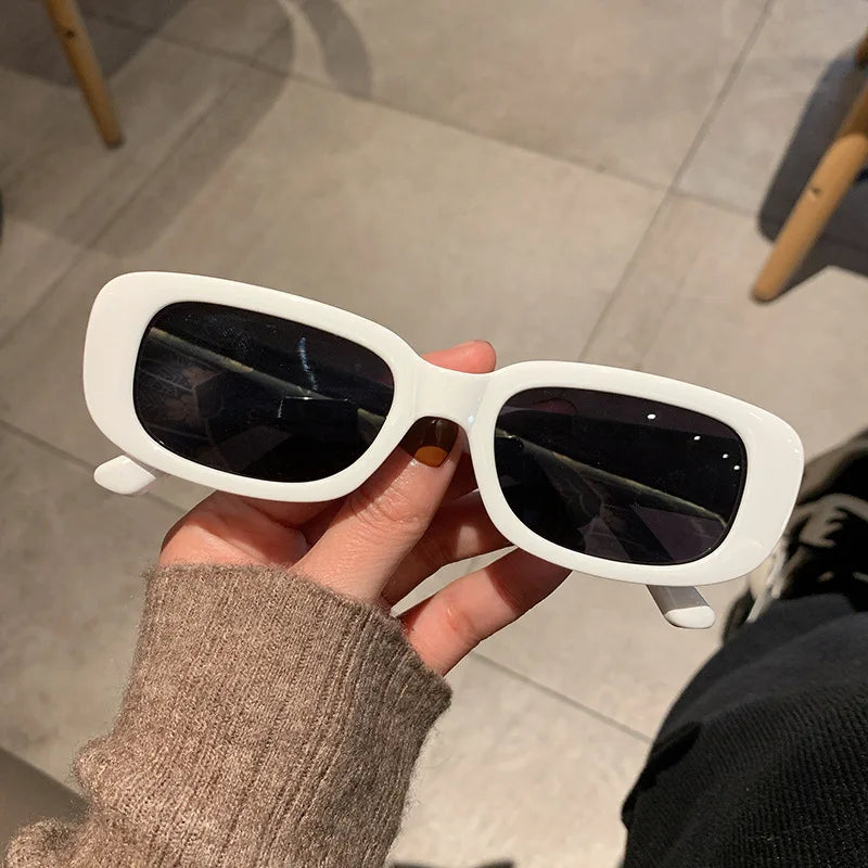 Lunettes de soleil rectangulaires blanches classiques pour femme, petites lunettes de soleil carrées rétro de marque, lunettes de soleil pour femme
