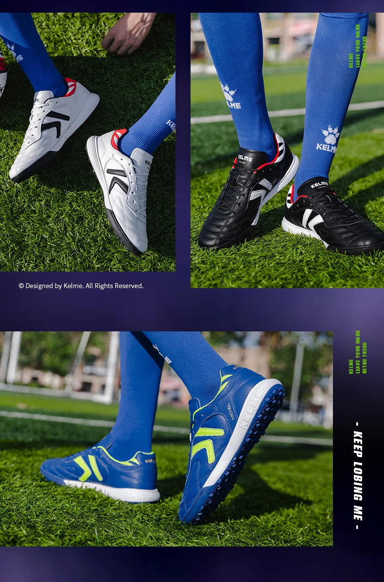 Chaussures de football KELME TF - Crampons en cuir de veau - Chaussures de futsal professionnelles - Baskets d'entraînement de football originales ZX80011017