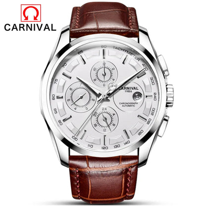 relogio masculino New Carnival Automatic Watches Men Business Mechanical Clock Leather Strap Waterproof Luxuey Brand Clock