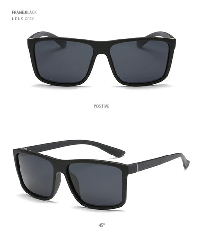 Lunettes de soleil polarisées classiques noires carrées pour homme, tendance, verres miroirs bleus, unisexes, vintage, anti-éblouissantes, pour la conduite, UV400