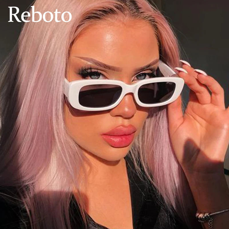 Lunettes de soleil rectangulaires blanches classiques pour femme, petites lunettes de soleil carrées rétro de marque, lunettes de soleil pour femme