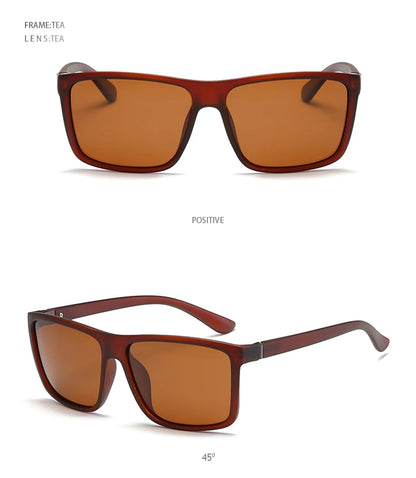 Lunettes de soleil polarisées classiques noires carrées pour homme, tendance, verres miroirs bleus, unisexes, vintage, anti-éblouissantes, pour la conduite, UV400