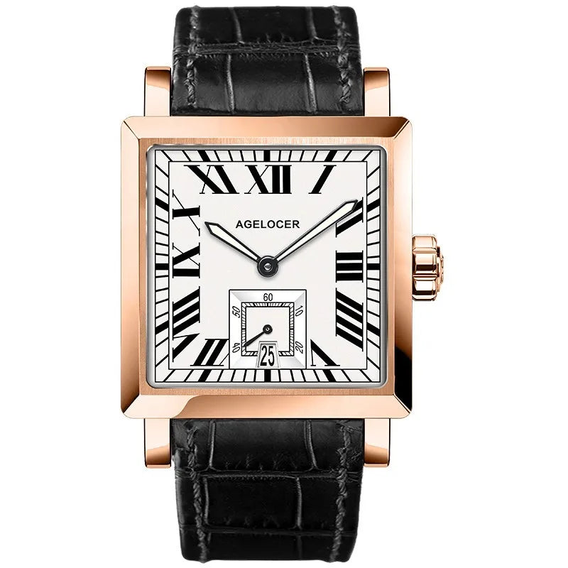 AGELOCER Original Codex Watch Men's Square Business Formal Automatic Mechanical Watch Birthday Gift for Men