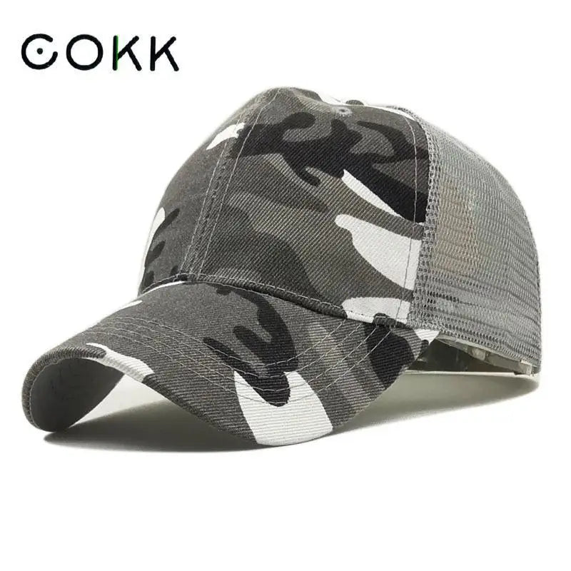 COKK Camouflage-Baseballkappe für Herren, Snapback, Sommermützen für Damen, atmungsaktive Sport-Mesh-Kappe, Sonnenhut, Sonnenschutz, Golf, verstellbar, für Erwachsene