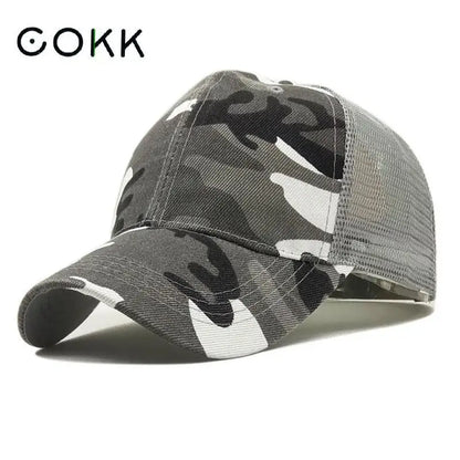 COKK Camouflage-Baseballkappe für Herren, Snapback, Sommermützen für Damen, atmungsaktive Sport-Mesh-Kappe, Sonnenhut, Sonnenschutz, Golf, verstellbar, für Erwachsene