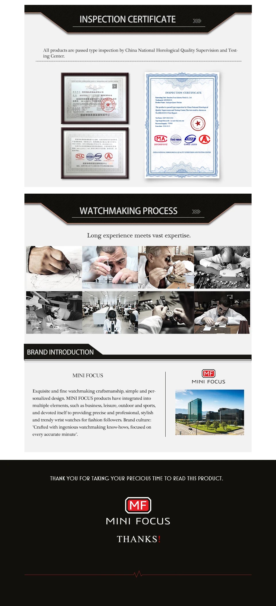 MINI FOCUS Stainless Steel Strap Watches for Women Waterproof Luxury Dress Quartz Wrist Watch Woman Lady Coffee Brown MF0189L