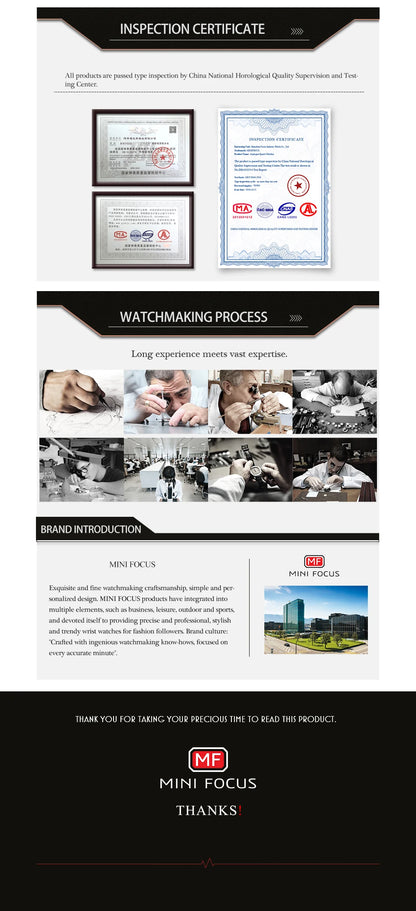 MINI FOCUS Stainless Steel Strap Watches for Women Waterproof Luxury Dress Quartz Wrist Watch Woman Lady Coffee Brown MF0189L