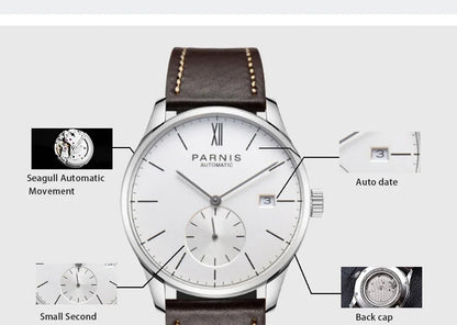 Parnis Mechanical Watches Minimalist Watch for Men Wristwatch Luxury Waterproof Automatic hombre Relogio Masculino Calendar 2025