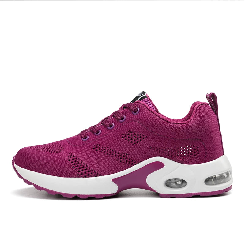 Fashion Women Lightweight Sneakers Running Shoes Outdoor Sports Shoes Breathable Mesh Comfort Running Shoes Air Cushion Lace Up