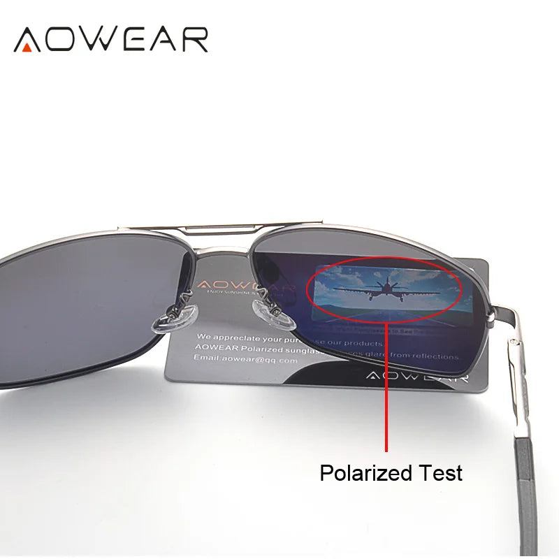 AOWEAR Lunettes de soleil polarisées d'aviation pour homme en aluminium, lunettes de soleil de conduite, lunettes de soleil pour homme, marque, créateur, lunettes rétro, accessoires, gafas