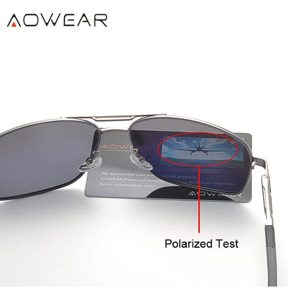AOWEAR Lunettes de soleil polarisées d'aviation pour homme en aluminium, lunettes de soleil de conduite, lunettes de soleil pour homme, marque, créateur, lunettes rétro, accessoires, gafas