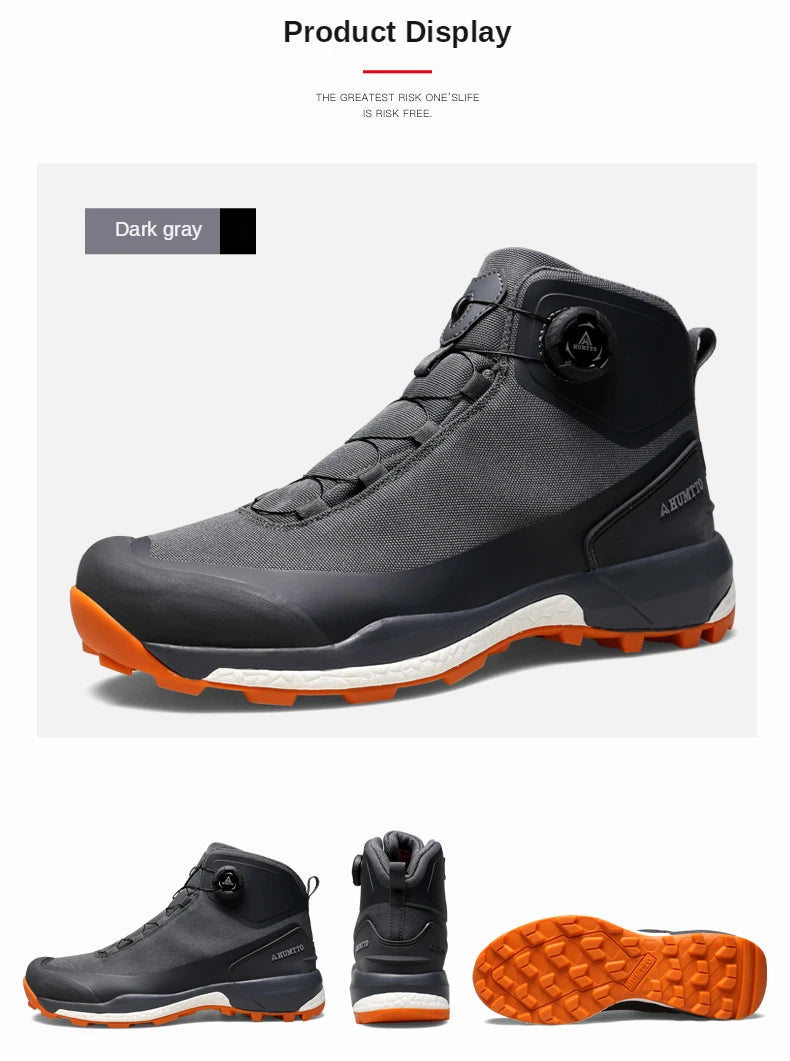 Chaussures de randonnée imperméables HUMTTO, bottes de trekking de montagne, baskets de camping noires pour hommes, chaussures de sécurité, d'escalade, de sport et tactiques pour hommes