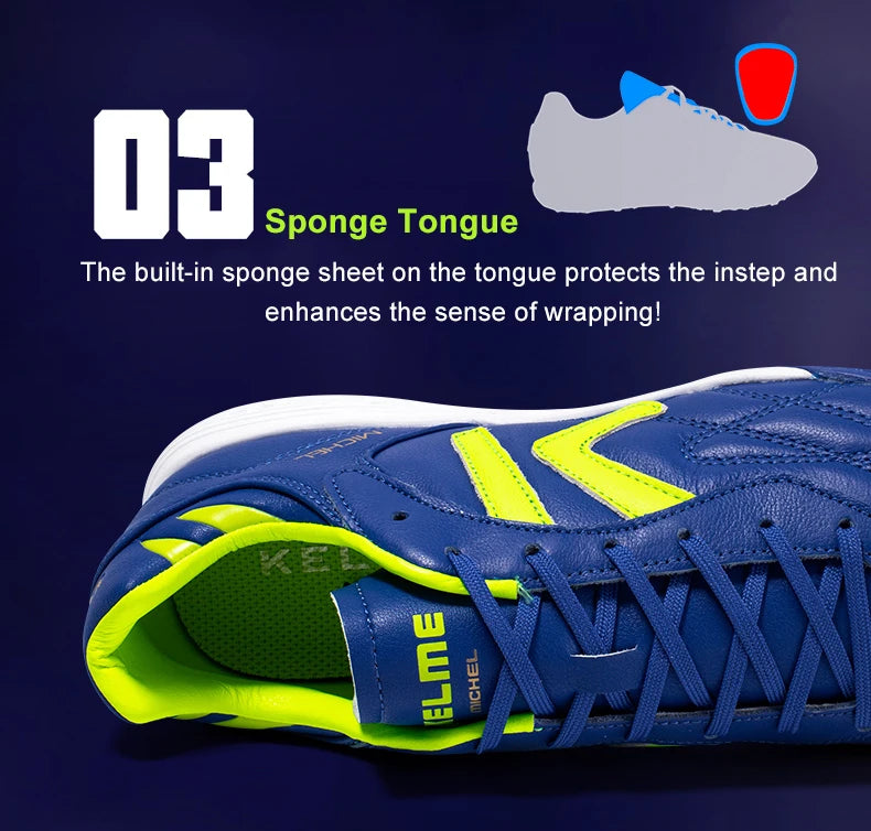 Chaussures de football KELME TF - Crampons en cuir de veau - Chaussures de futsal professionnelles - Baskets d'entraînement de football originales ZX80011017