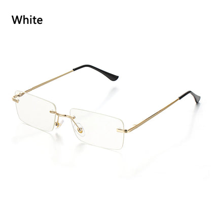 1PC Trendy Fashion Rimless Small Rectangle Sunglasses Women Men 2023 Shades Alloy Metal Glasses Traveling Style UV400 Eyewear