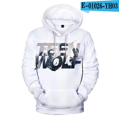 Naujo TV serialo TEEN WOLF 3D rašto džemperiai su gobtuvu vyrams ir moterims, Harajuku stiliaus rudens vaikiški gatvės mados puloveriai, hiphopo džemperis su gobtuvu