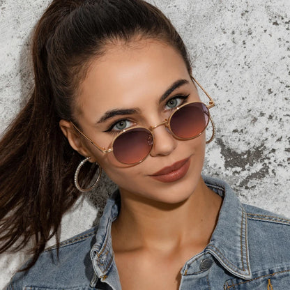 Módní kulaté vintage sluneční brýle pro ženy a muže, sluneční brýle s přechodem barev pro ženy, retro brýle ze slitiny, Gafas De Sol, sluneční brýle