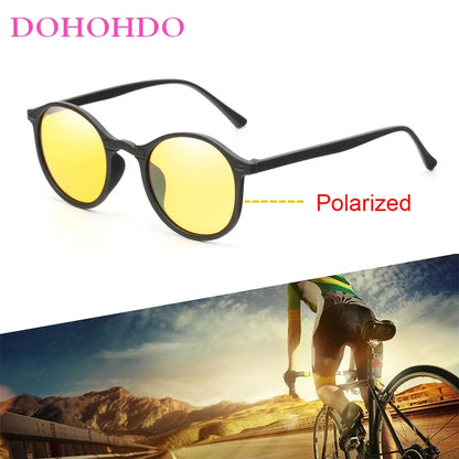 DOHOHDO Nové dámské polarizované kulaté sluneční brýle, retro vintage, UV400, řidičské, steampunkové, pánské, malé sluneční brýle, Gafas Ciclismo
