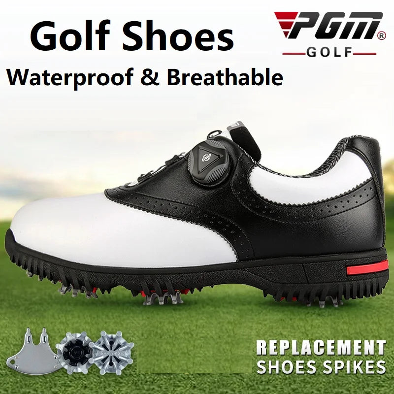 Chaussures de golf pour homme PGM : chaussures de sport imperméables, boucles rotatives, baskets antidérapantes, baskets de golf multifonctionnelles