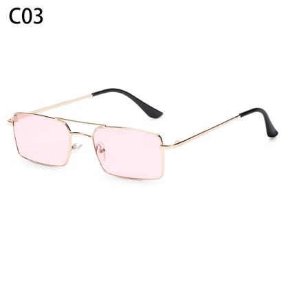 1PC Trendy Fashion Rimless Small Rectangle Sunglasses Women Men 2023 Shades Alloy Metal Glasses Traveling Style UV400 Eyewear