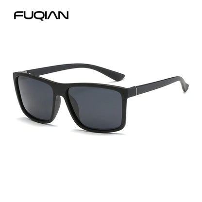 Lunettes de soleil polarisées classiques noires carrées pour homme, tendance, verres miroirs bleus, unisexes, vintage, anti-éblouissantes, pour la conduite, UV400