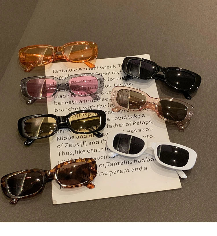 Lunettes de soleil rectangulaires blanches classiques pour femme, petites lunettes de soleil carrées rétro de marque, lunettes de soleil pour femme