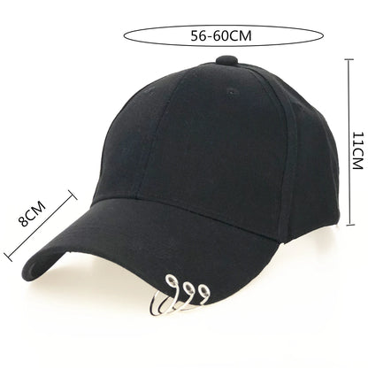 Adjustable Baseball Hat With Ring Outdoor Sports Sun For Women Men Fashion Snapback Cap