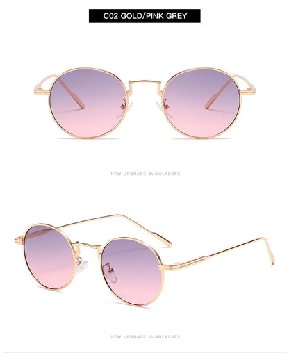 Módní kulaté vintage sluneční brýle pro ženy a muže, sluneční brýle s přechodem barev pro ženy, retro brýle ze slitiny, Gafas De Sol, sluneční brýle